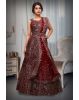Blood Red Net Lehenga With Stone Work Detailing With Crop Top Blouse And Same Color Dupatta