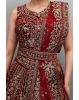 Blood Red Net Lehenga With Stone Work Detailing With Crop Top Blouse And Same Color Dupatta