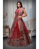 Blood Red Net Lehenga With Stone Work Detailing With Crop Top Blouse And Same Color Dupatta