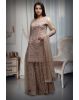 Golden Beige Bridal Sharara With Stone Work Details And Same Color Dupatta