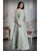 Mint Hued Gown With Sequin Embroidery And Bell Sleeves Exuding Soft Elegant Charm