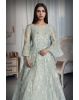 Mint Hued Gown With Sequin Embroidery And Bell Sleeves Exuding Soft Elegant Charm