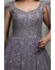 Blue Lilac Exquisite Gown With Neckline Detailing And Rainbow Textured Work On Center Front