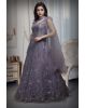 Blue Lilac Exquisite Gown With Neckline Detailing And Rainbow Textured Work On Center Front