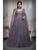 Blue Lilac Exquisite Gown With Neckline Detailing And Rainbow Textured Work On Center Front