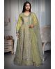 Yellow Bridal Gown With Heavy Stone Work Detailing Along With Same Color Dupatta