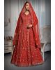 Bright Red Wedding Gown With Threadwork And Stonework Details All Over The Gown