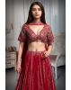 Rani Pink Pre Wedding Lehenga With Golden Embellishment Detail And Same Color Dupatta