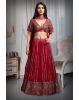 Rani Pink Pre Wedding Lehenga With Golden Embellishment Detail And Same Color Dupatta