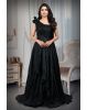 Black Gown Features Stone Details, Creating A Graceful And Luxurious Appearance