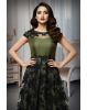Combination of black and grass green gown