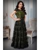 Combination of black and grass green gown