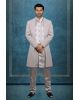 Grey Colour Jaquard Textured 2 pc Sherwani with Heavy Outer Jacket And Plain Inner Kurtha