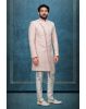 Light Pink Textured  Indowestern With Heavy Detailing
