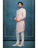 Light Pink Textured  Indowestern With Heavy Detailing