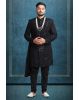 Black Textured Mens Sherwani With Black Pajama And  Shawl