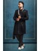 Black Textured Mens Sherwani With Black Pajama And  Shawl