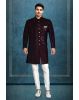 Plum Purple Grooms Sherwani With Heavy Sequins Work Detail