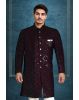 Plum Purple Grooms Sherwani With Heavy Sequins Work Detail