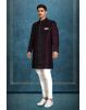 Plum Purple Grooms Sherwani With Heavy Sequins Work Detail