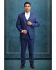 3 Pc Navy Blue Terry Rayon Suit in 3 Pc Suit