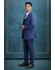 3 Pc Navy Blue Terry Rayon Suit in 3 Pc Suit
