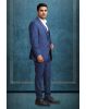 3 Pc Navy Blue Terry Rayon Suit in 3 Pc Suit