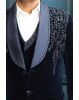 Navy Blue Tuxedo, Crafted With Luxurious Velvet, The Pack Includes A Blazer, Waistcoat, Shirt, Trouser For Stylish Look