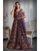 Dark Purple Color Heavy Contrast Threadwork Georgette Gown