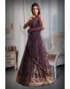 Dark Purple Color Heavy Contrast Threadwork Georgette Gown