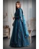 Spruce blue colour shimmery full sleeve gown with same colour dupatta