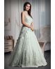 Pastel Green Colour Heavy Stone Work Sleeveless Gown With Draped Dupatta With Detailed Embellishment Work