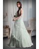 Pastel Green Colour Heavy Stone Work Sleeveless Gown With Draped Dupatta With Detailed Embellishment Work