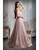 Pastel Peach Sleeveless Gown With Exquisite Stone Work Detailing