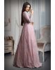 Pastel Pink Full Sleeve Gown With Stone Work Detailing And Sea Colour Dupatta