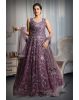 Purple Colour Heavy Stone work Net Sleeveless Gown With Exquisite Detailing