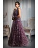 Purple Colour Heavy Stone work Net Sleeveless Gown With Exquisite Detailing