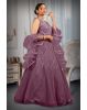 Moderate purple sequins & stone heavy  gown with ruffles dupatta