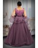 Moderate purple sequins & stone heavy  gown with ruffles dupatta