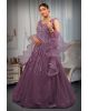 Moderate purple sequins & stone heavy  gown with ruffles dupatta