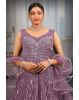 Moderate purple sequins & stone heavy  gown with ruffles dupatta