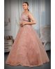 Peach color umbrella heavy work gown