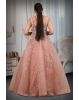 Peach color umbrella heavy work gown