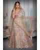 Turquoise blue sequins embroidery work net lehenga