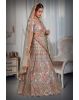 Turquoise blue sequins embroidery work net lehenga