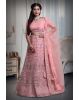 Peach pink embroidery work lehenga