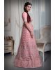Peach pink embroidery work lehenga
