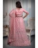 Peach pink embroidery work lehenga