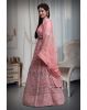 Peach pink embroidery work lehenga