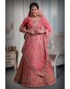 pink Double shade embroidery work lehenga